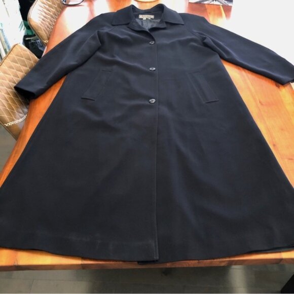 Vintage 90s Oversized Minimalist Navy Baggy Long Jacket Trench Coat. Large - Picture 6 of 10